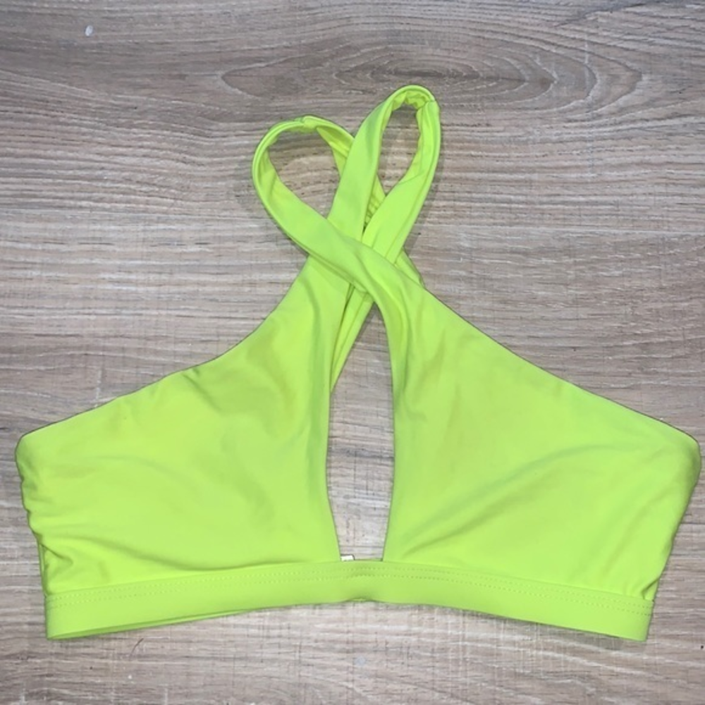 neon green‎ wrap bikini top